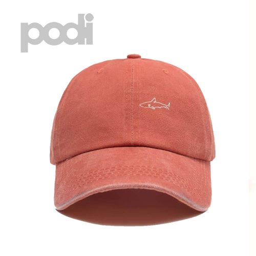 Water-Washed Cap with Personalized "Shark" Pattern Print